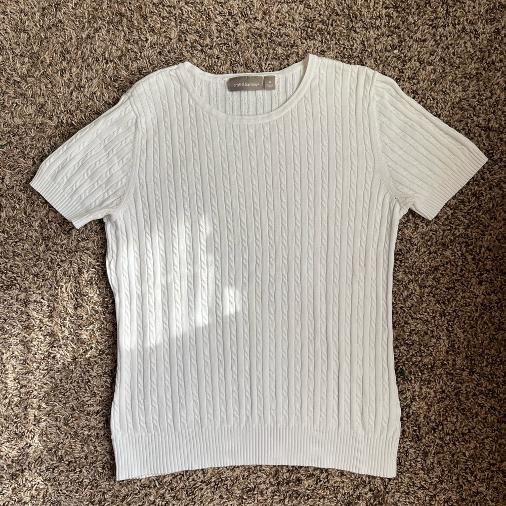 Croft & Barrow White Cable Knit Top